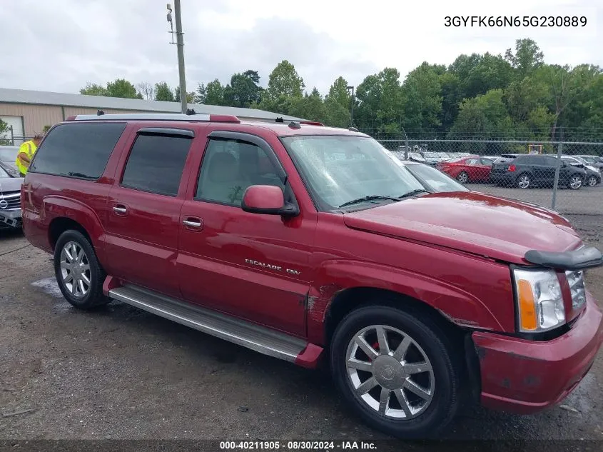 2005 Cadillac Escalade Esv Platinum Edition VIN: 3GYFK66N65G230889 Lot: 40211905