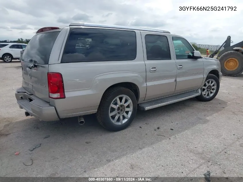 2005 Cadillac Escalade Esv Platinum Edition VIN: 3GYFK66N25G241792 Lot: 40307880