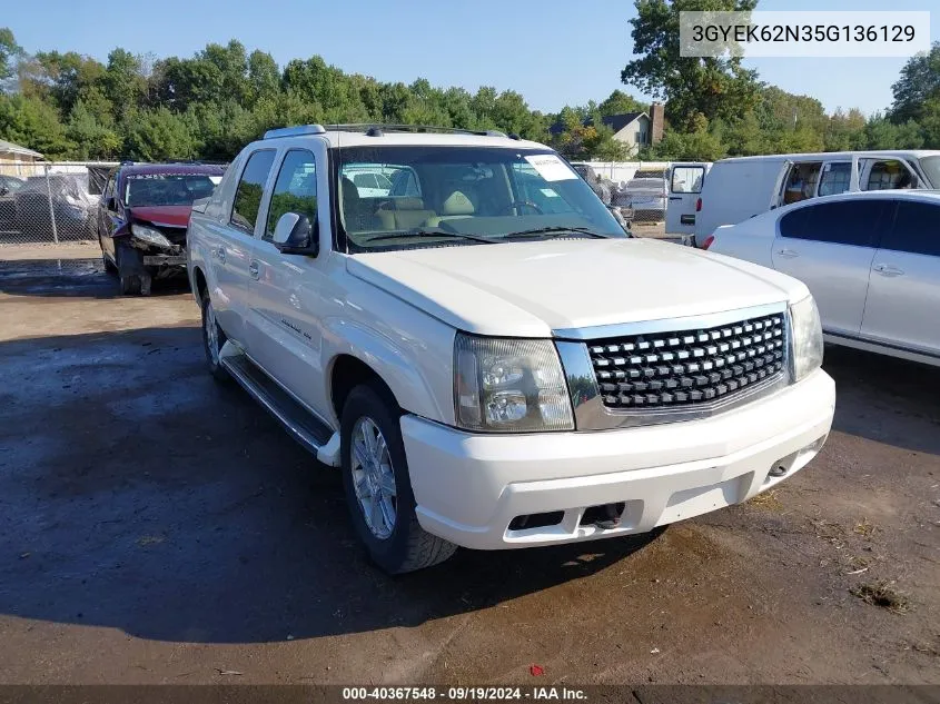 2005 Cadillac Escalade Ext Standard VIN: 3GYEK62N35G136129 Lot: 40367548