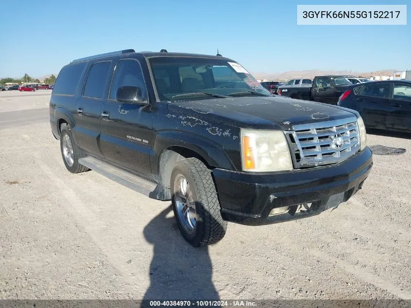 2005 Cadillac Escalade Esv Platinum Edition VIN: 3GYFK66N55G152217 Lot: 40384970