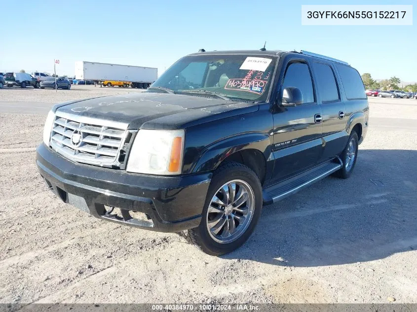 2005 Cadillac Escalade Esv Platinum Edition VIN: 3GYFK66N55G152217 Lot: 40384970