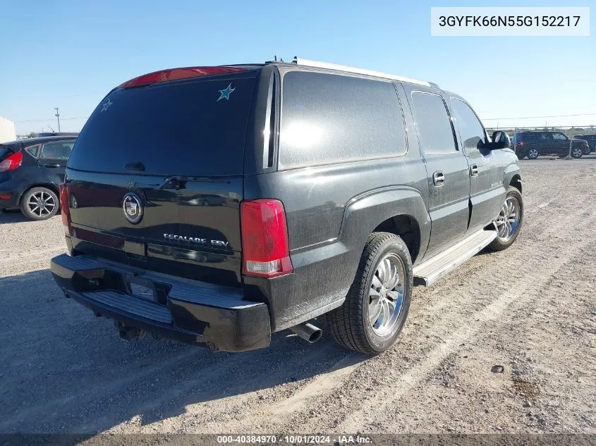 2005 Cadillac Escalade Esv Platinum Edition VIN: 3GYFK66N55G152217 Lot: 40384970