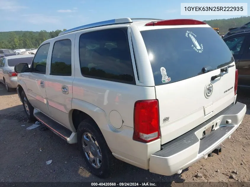 2005 Cadillac Escalade Standard VIN: 1GYEK63N25R222935 Lot: 40420568