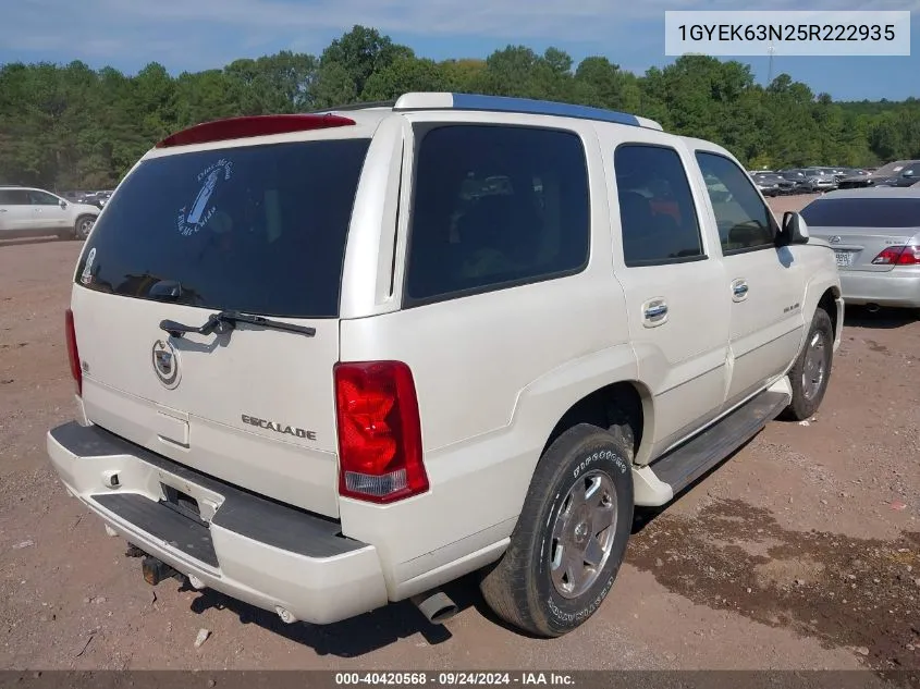 2005 Cadillac Escalade Standard VIN: 1GYEK63N25R222935 Lot: 40420568