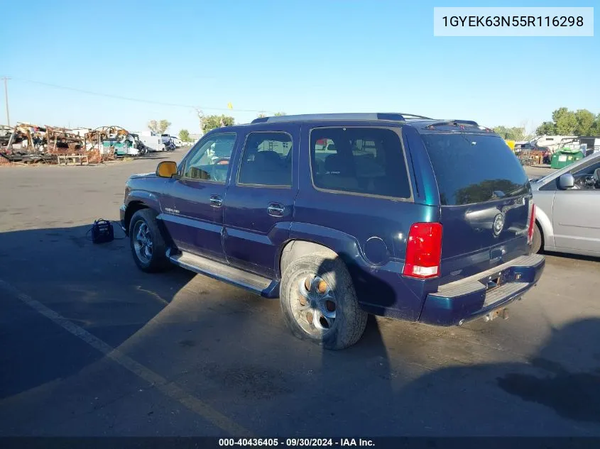 2005 Cadillac Escalade Standard VIN: 1GYEK63N55R116298 Lot: 40436405