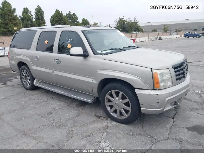 2005 Cadillac Escalade Esv VIN: 3GYFK66N75G158942 Lot: 40576458