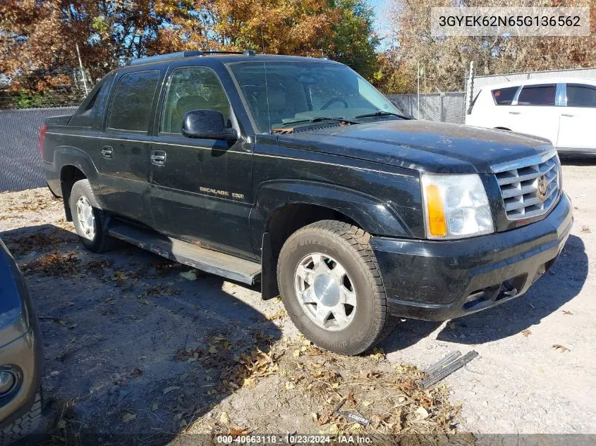 2005 Cadillac Escalade Ext Standard VIN: 3GYEK62N65G136562 Lot: 40663118