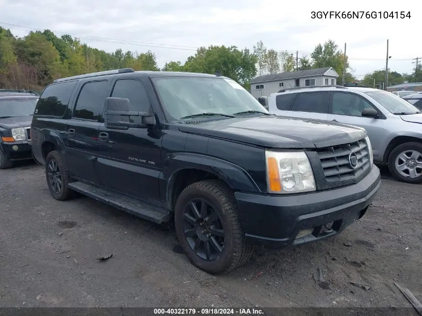 2006 Cadillac Escalade Esv VIN: 3GYFK66N76G104154 Lot: 40322179