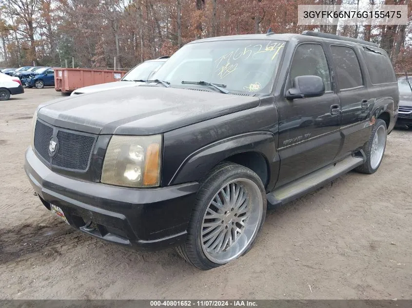 2006 Cadillac Escalade Esv Standard VIN: 3GYFK66N76G155475 Lot: 40801652