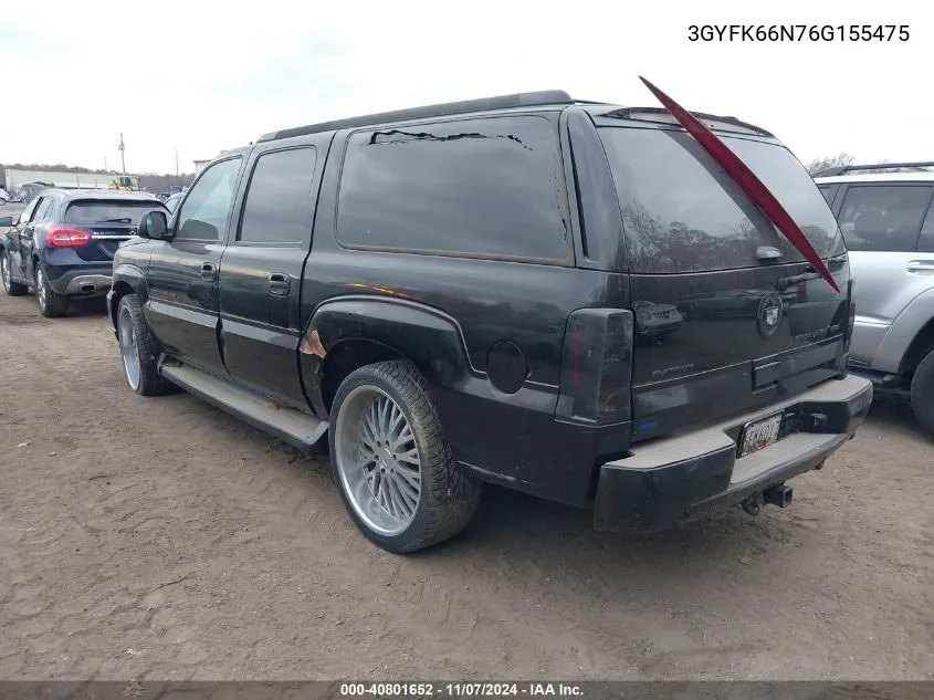 2006 Cadillac Escalade Esv Standard VIN: 3GYFK66N76G155475 Lot: 40801652