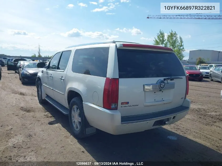 2007 Cadillac Escalade Esv VIN: 1GYFK66897R322821 Lot: 12098637