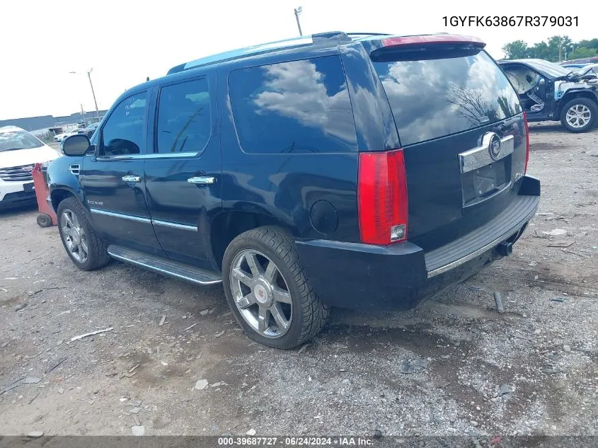 2007 Cadillac Escalade Standard VIN: 1GYFK63867R379031 Lot: 39687727