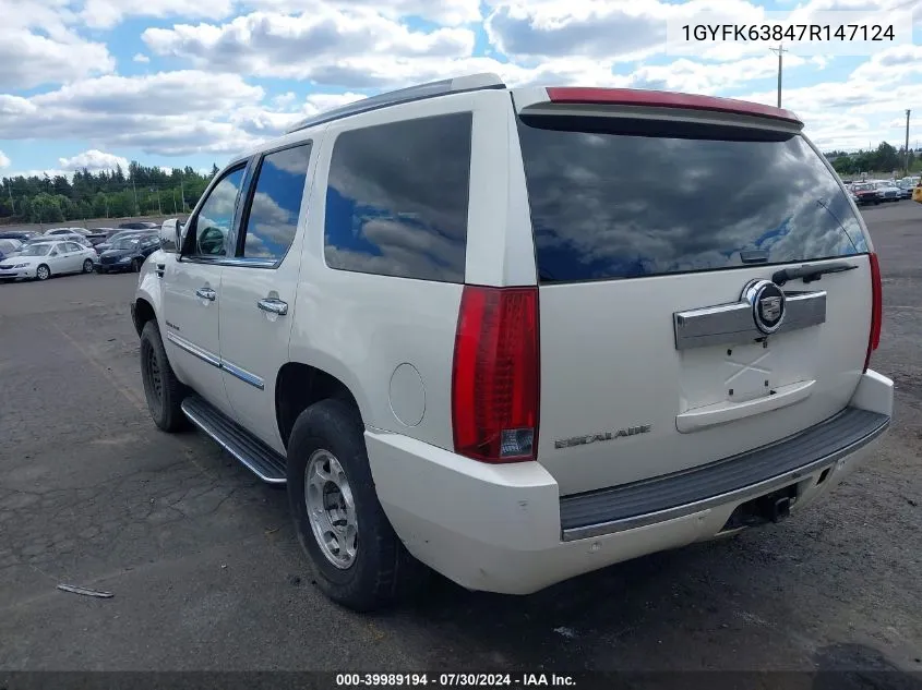 2007 Cadillac Escalade Standard VIN: 1GYFK63847R147124 Lot: 39989194