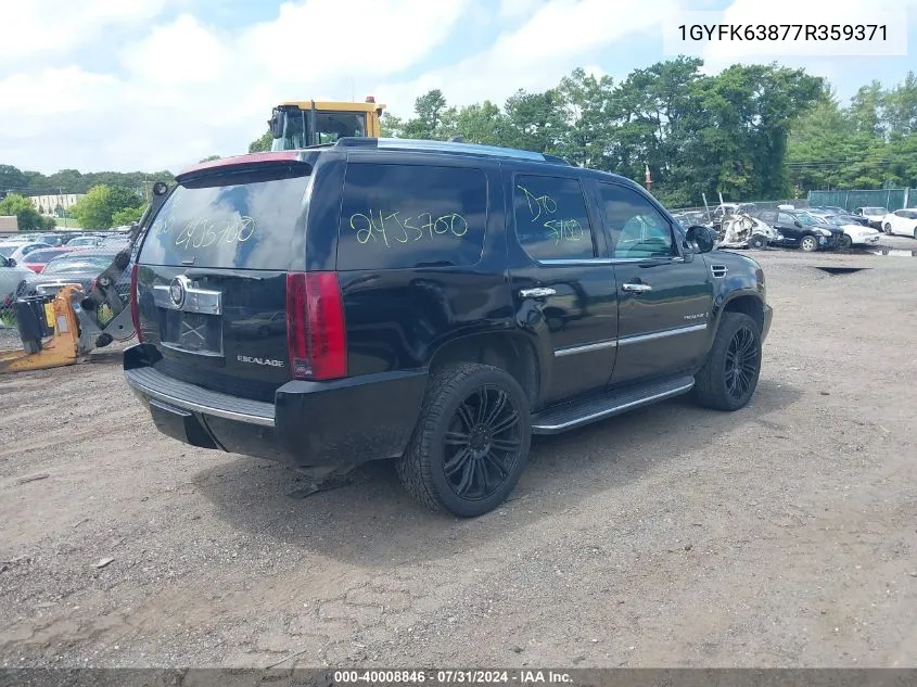 2007 Cadillac Escalade Standard VIN: 1GYFK63877R359371 Lot: 40008846