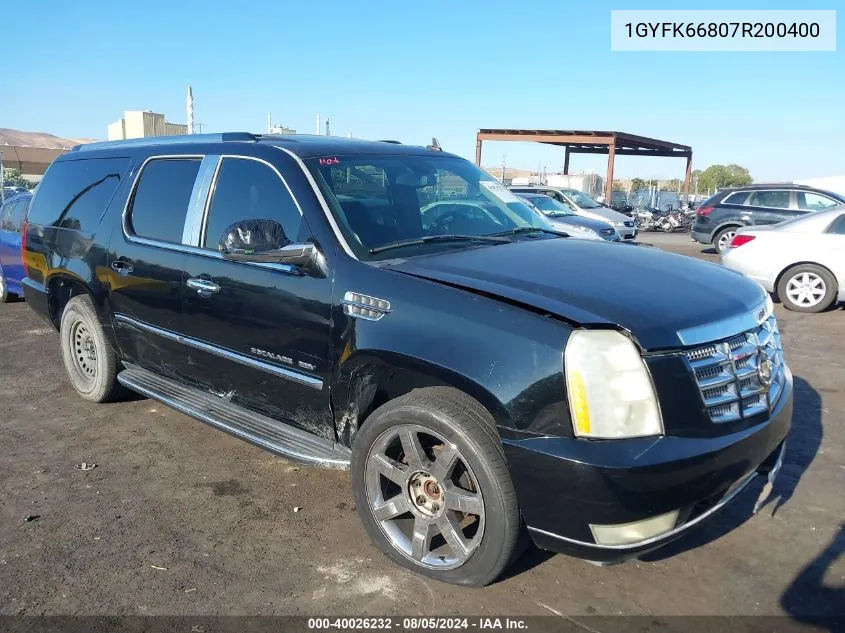 2007 Cadillac Escalade Esv Standard VIN: 1GYFK66807R200400 Lot: 40026232