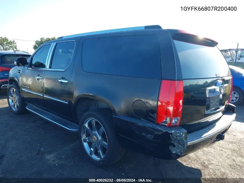 2007 Cadillac Escalade Esv Standard VIN: 1GYFK66807R200400 Lot: 40026232