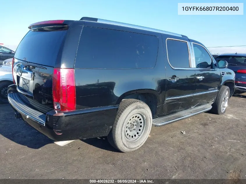 2007 Cadillac Escalade Esv Standard VIN: 1GYFK66807R200400 Lot: 40026232