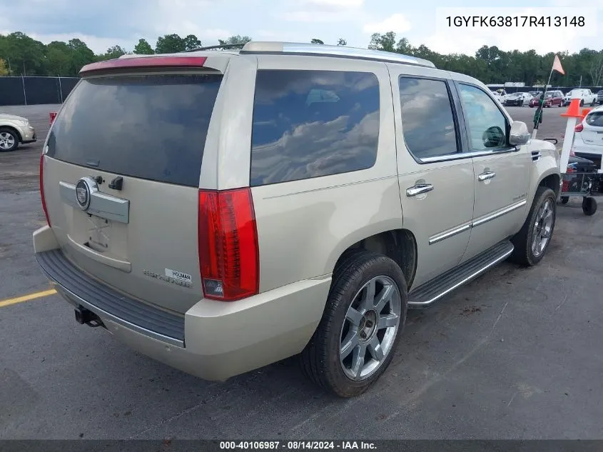 2007 Cadillac Escalade Standard VIN: 1GYFK63817R413148 Lot: 40106987