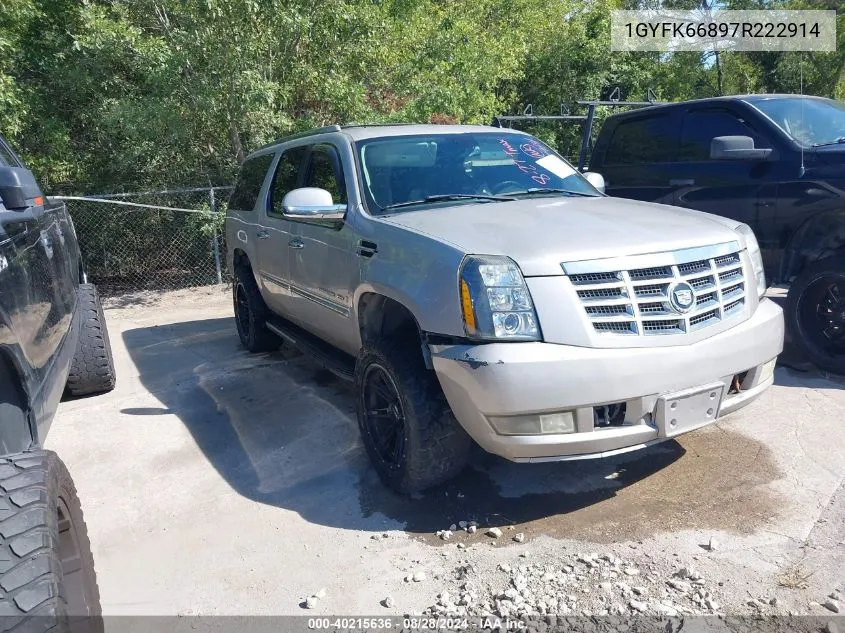 2007 Cadillac Escalade Esv Standard VIN: 1GYFK66897R222914 Lot: 40215636