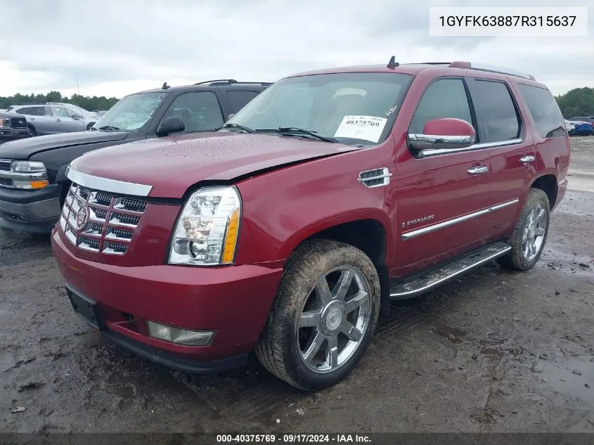 2007 Cadillac Escalade Standard VIN: 1GYFK63887R315637 Lot: 40375769