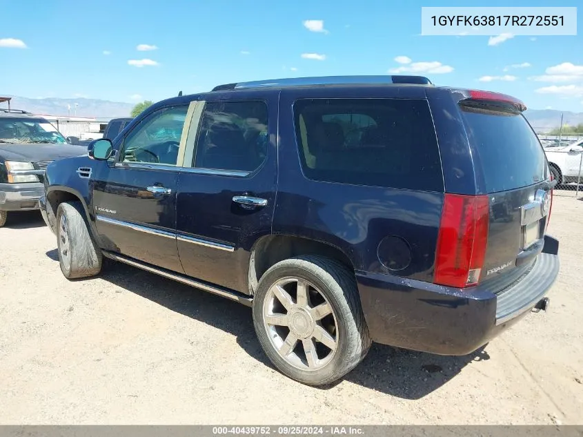 2007 Cadillac Escalade Standard VIN: 1GYFK63817R272551 Lot: 40439752