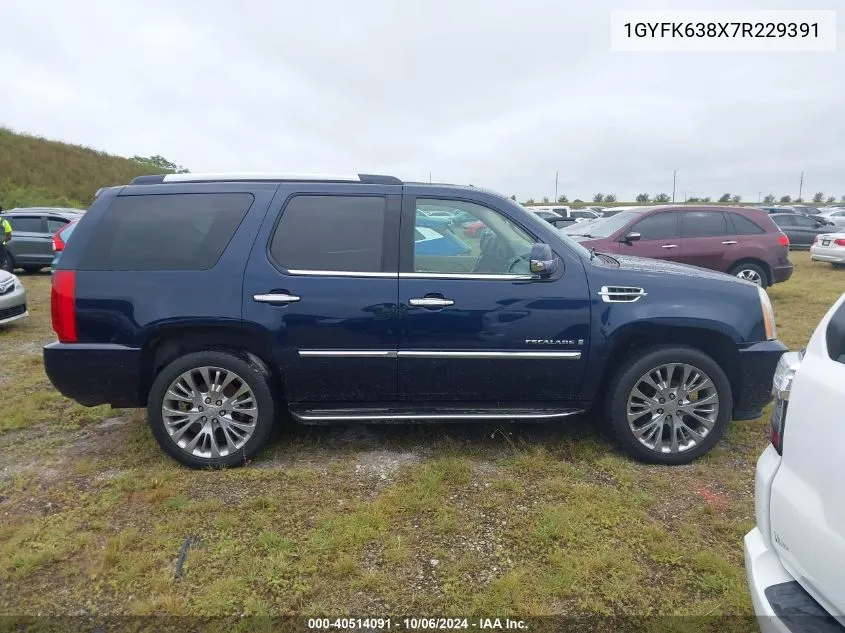 2007 Cadillac Escalade Luxury VIN: 1GYFK638X7R229391 Lot: 40514091