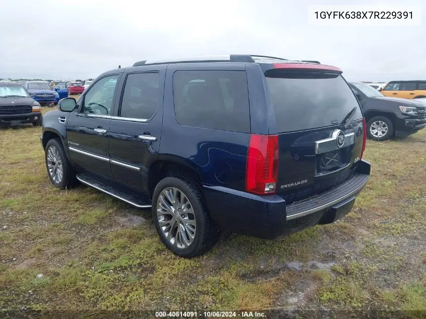 2007 Cadillac Escalade Luxury VIN: 1GYFK638X7R229391 Lot: 40514091