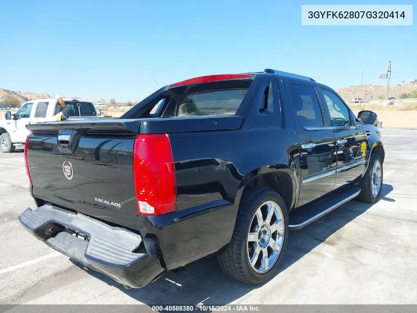 2007 Cadillac Escalade Ext Standard VIN: 3GYFK62807G320414 Lot: 40588380