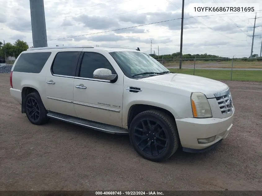 2007 Cadillac Escalade Esv Standard VIN: 1GYFK66867R381695 Lot: 40669745