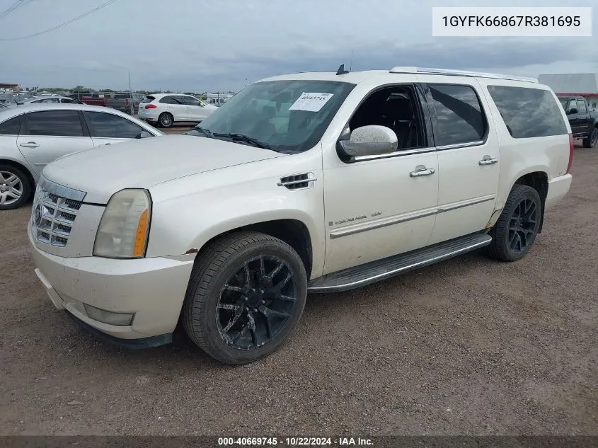 2007 Cadillac Escalade Esv Standard VIN: 1GYFK66867R381695 Lot: 40669745