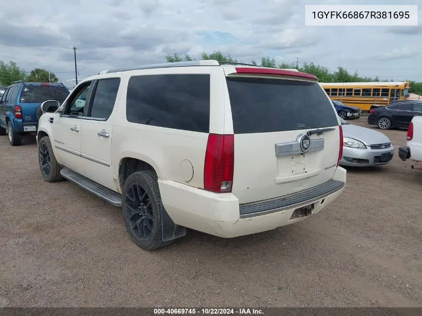 2007 Cadillac Escalade Esv Standard VIN: 1GYFK66867R381695 Lot: 40669745