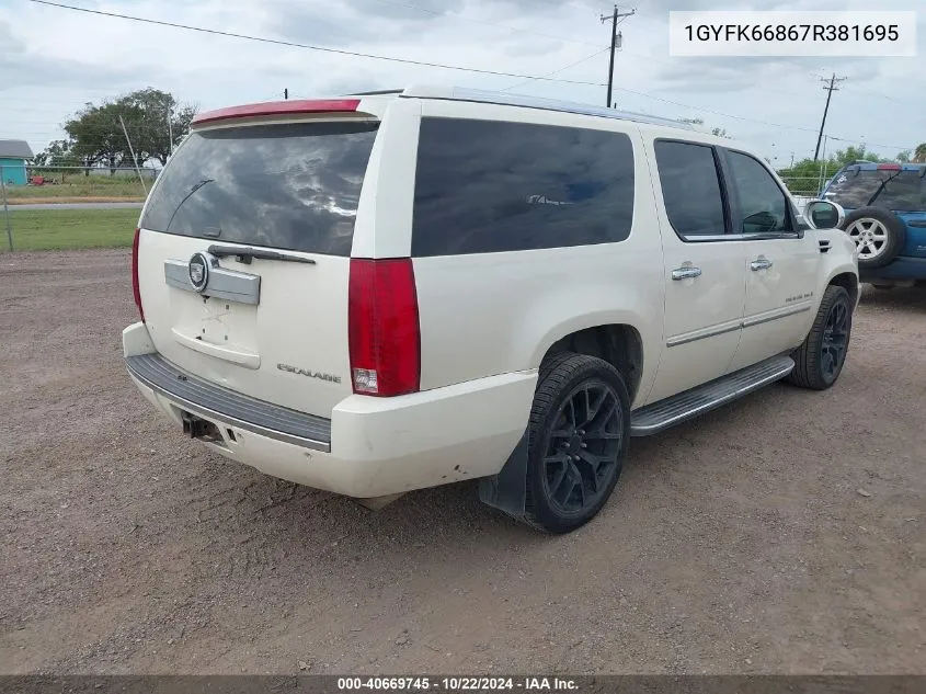 2007 Cadillac Escalade Esv Standard VIN: 1GYFK66867R381695 Lot: 40669745