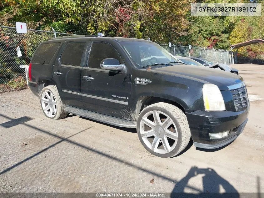 2007 Cadillac Escalade Standard VIN: 1GYFK63827R139152 Lot: 40671074