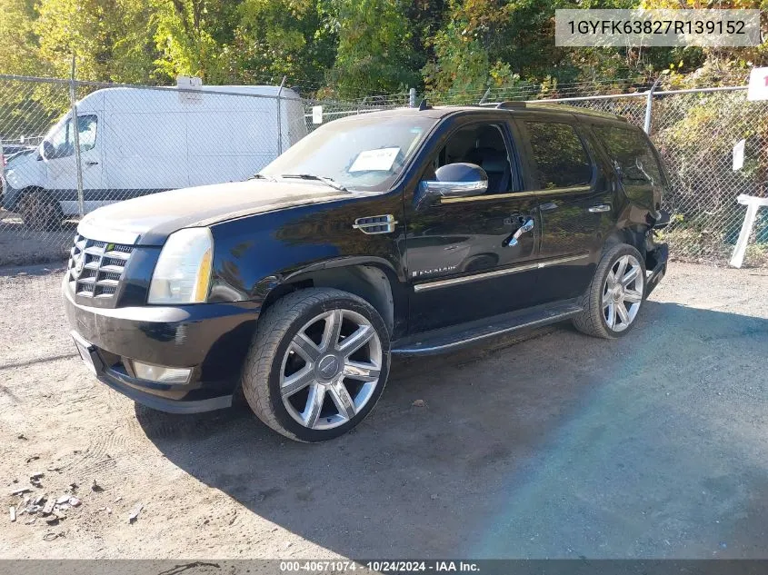 2007 Cadillac Escalade Standard VIN: 1GYFK63827R139152 Lot: 40671074