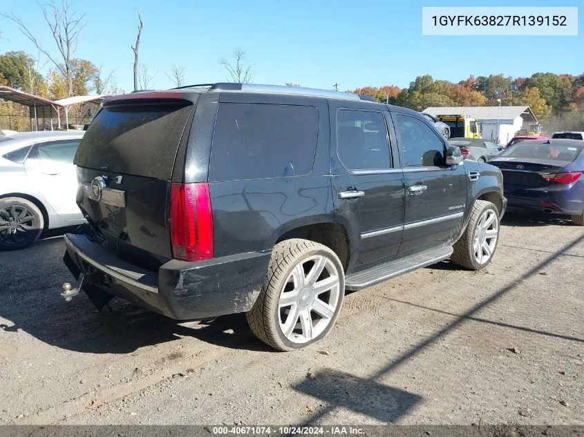 2007 Cadillac Escalade Standard VIN: 1GYFK63827R139152 Lot: 40671074