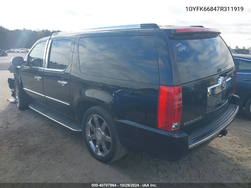 2007 Cadillac Escalade Esv Standard VIN: 1GYFK66847R311919 Lot: 40707964