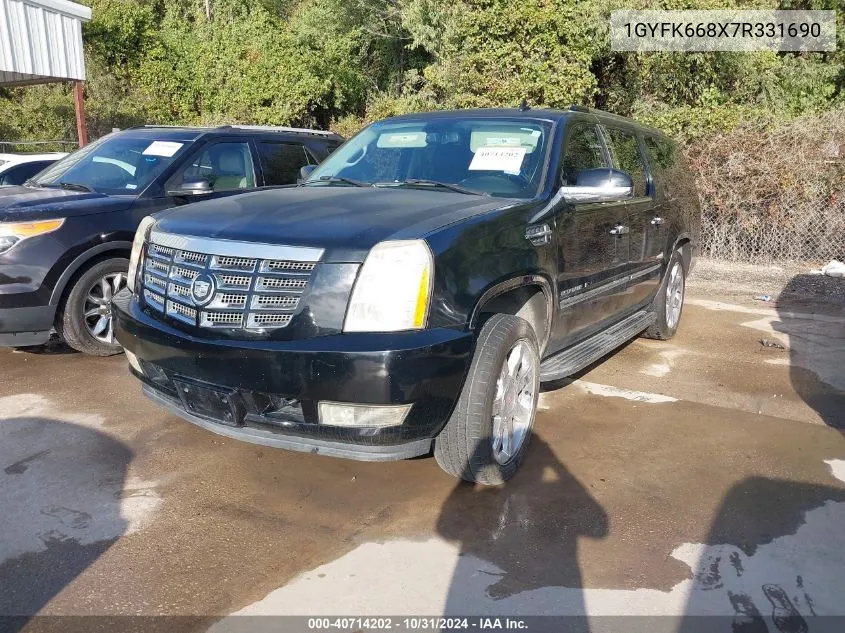 2007 Cadillac Escalade Esv Standard VIN: 1GYFK668X7R331690 Lot: 40714202