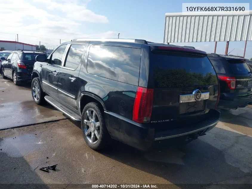 2007 Cadillac Escalade Esv Standard VIN: 1GYFK668X7R331690 Lot: 40714202