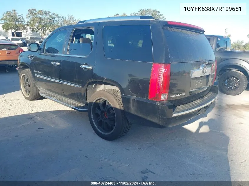 2007 Cadillac Escalade Standard VIN: 1GYFK638X7R199681 Lot: 40724403