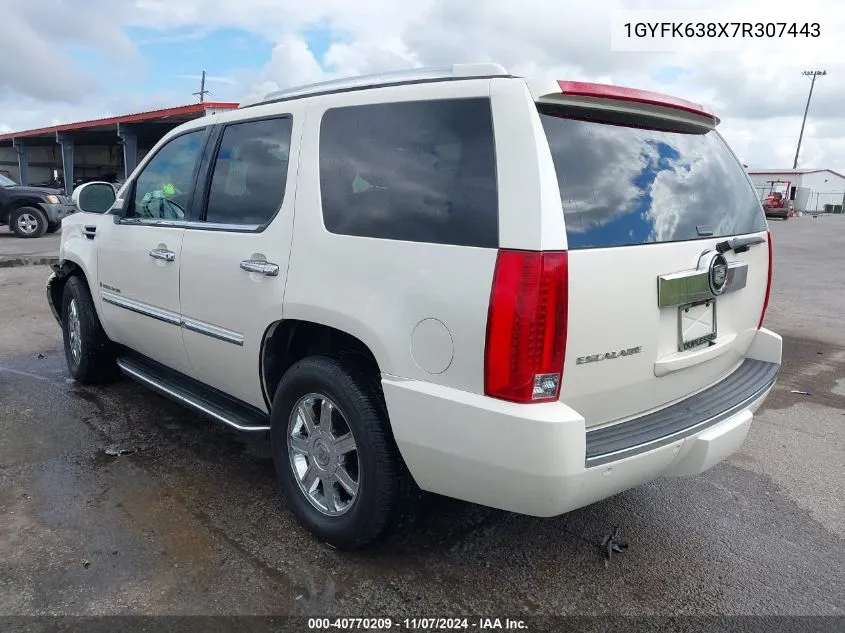 2007 Cadillac Escalade Standard VIN: 1GYFK638X7R307443 Lot: 40770209