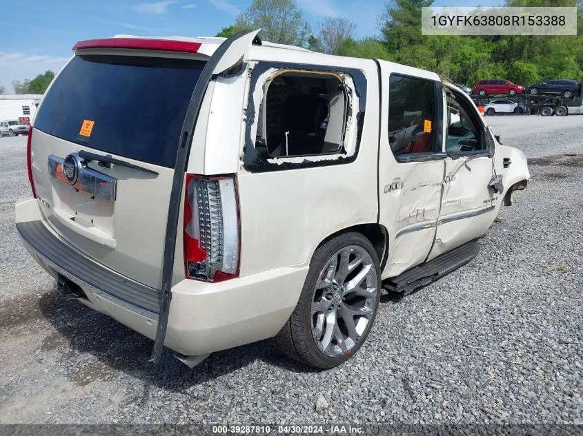 2008 Cadillac Escalade Standard VIN: 1GYFK63808R153388 Lot: 39287810