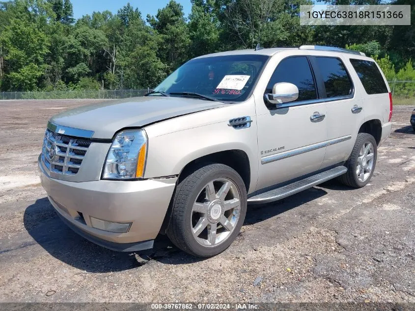 2008 Cadillac Escalade Standard VIN: 1GYEC63818R151366 Lot: 39767862