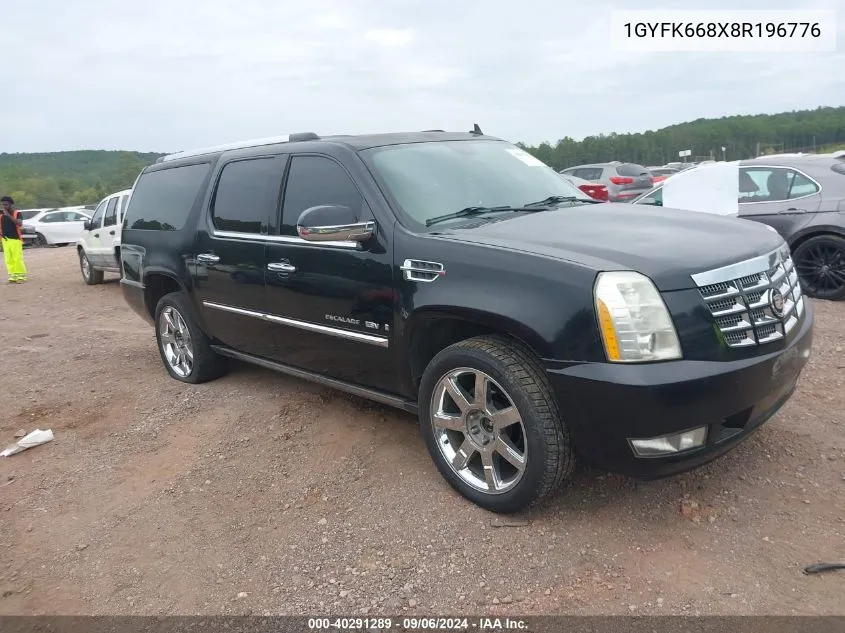 2008 Cadillac Escalade Esv Standard VIN: 1GYFK668X8R196776 Lot: 40291289