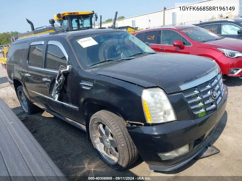 2008 Cadillac Escalade Esv VIN: 1GYFK66858R196149 Lot: 40306900