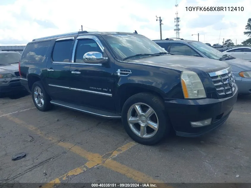 2008 Cadillac Escalade Esv Standard VIN: 1GYFK668X8R112410 Lot: 40335151