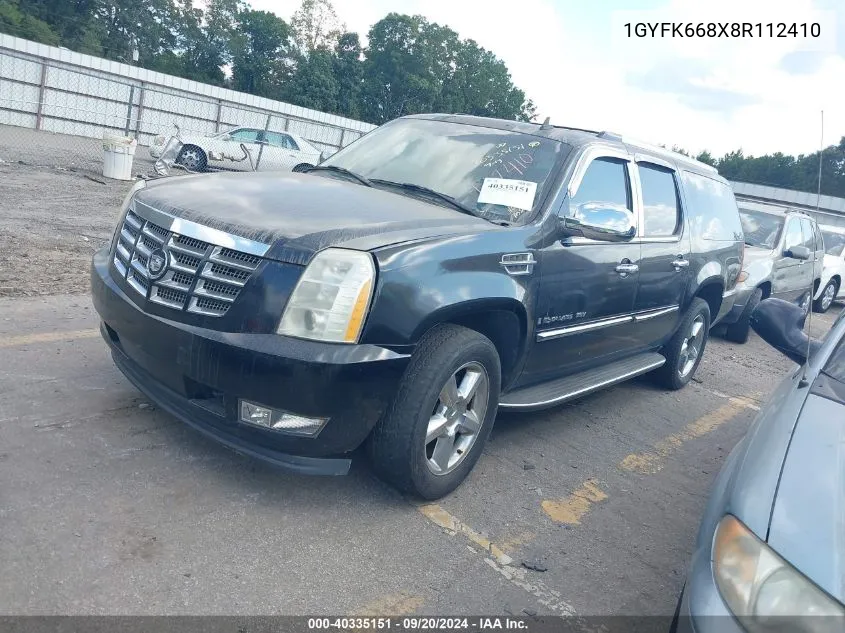 2008 Cadillac Escalade Esv Standard VIN: 1GYFK668X8R112410 Lot: 40335151