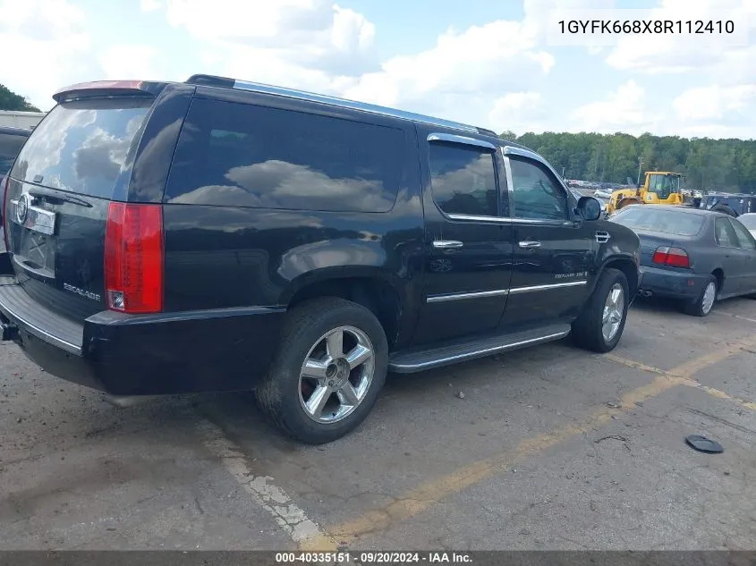 2008 Cadillac Escalade Esv Standard VIN: 1GYFK668X8R112410 Lot: 40335151