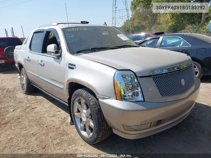 2008 Cadillac Escalade Ext Standard VIN: 3GYFK62818G183792 Lot: 40352292