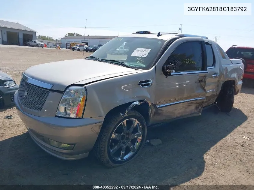 2008 Cadillac Escalade Ext Standard VIN: 3GYFK62818G183792 Lot: 40352292