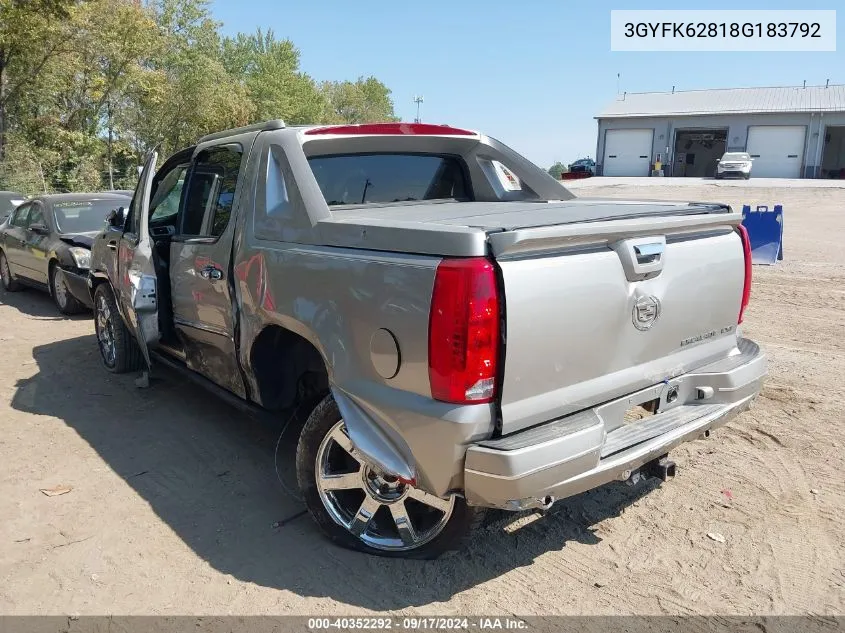 2008 Cadillac Escalade Ext Standard VIN: 3GYFK62818G183792 Lot: 40352292